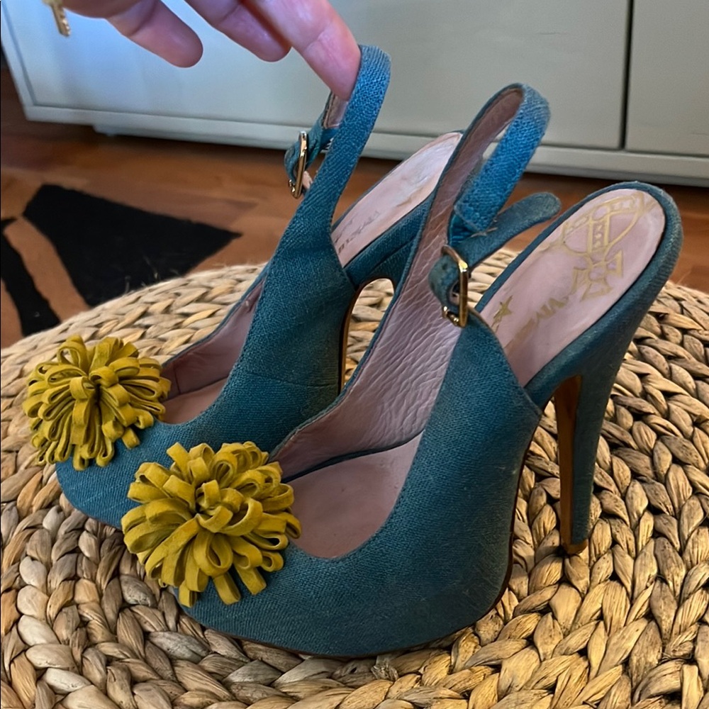 Vivienne Westwood Anglomania Teal and Mustard Heels